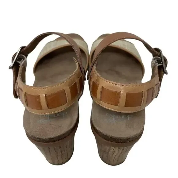 Dansko Debby Sandals Leather Woven Raffia Brown Size 40 Boho Chic Mediterranean - Picture 9 of 15